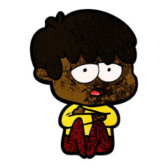 cartoon exhausted boy