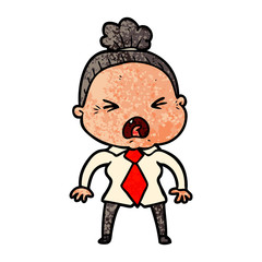 cartoon angry old woman