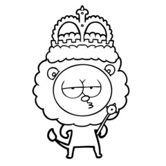 cartoon bored lion wearing crown