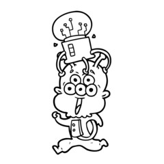 happy cartoon alien running