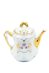 Antique coffee pot in Art nouveau style on white isolated background