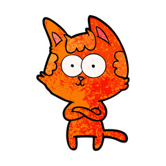 happy cartoon cat with crossed arms