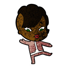 cartoon surprised girl in science fiction clothes