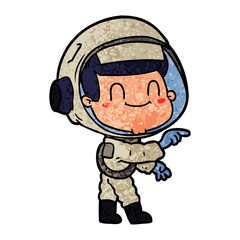 happy cartoon astronaut man
