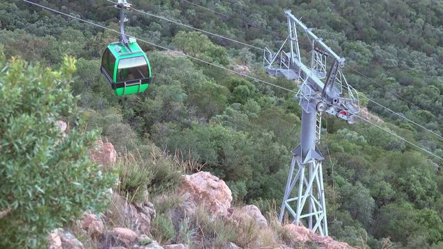 Car moving down aerial cableway Hartbeespoort