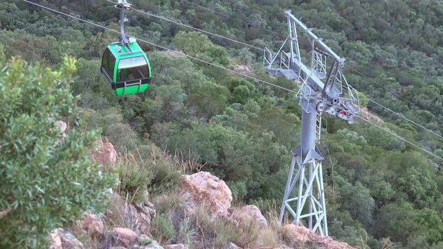 Car moving down aerial cableway Hartbeespoort