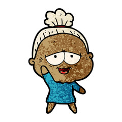 cartoon happy old lady