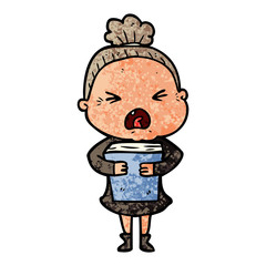 cartoon angry old woman