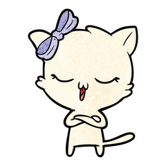 cartoon cat with bow on head
