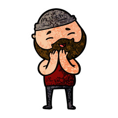 cartoon happy bearded man