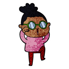 cartoon woman wearing spectacles