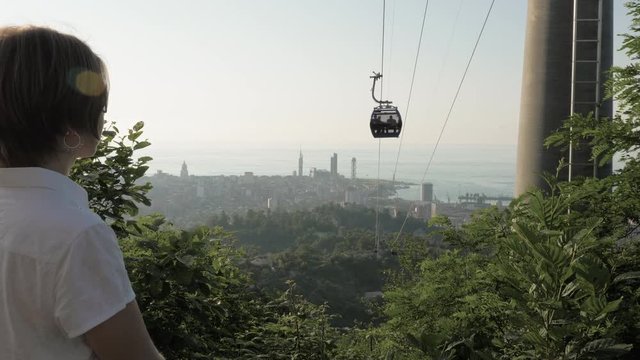 Cable rope in the mountains, Batumi, Georgia