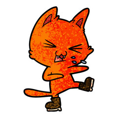 cartoon cat hissing wearing big boots