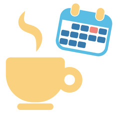 Cup of coffee and month calendar for business