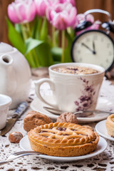 Tasty chocolate walnut tart.