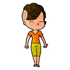 cartoon squinting girl