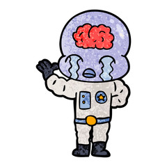 cartoon big brain alien crying