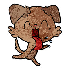 cartoon panting dog running
