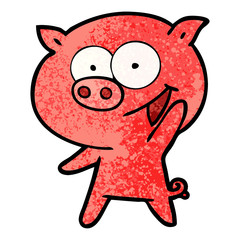 cheerful pig cartoon