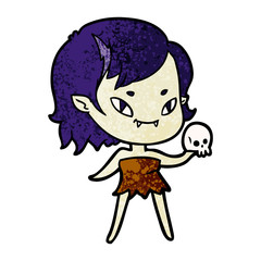 cartoon friendly vampire girl with skull