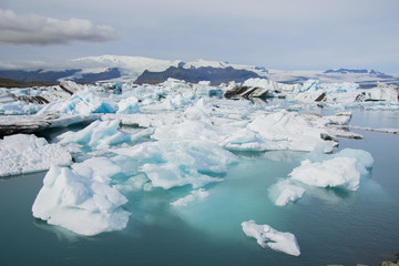Fototapeta na wymiar Icebergs dans un lac