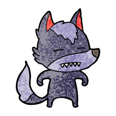 cartoon wolf showing teeth