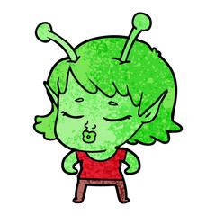 cute alien girl cartoon