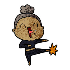 cartoon happy old woman