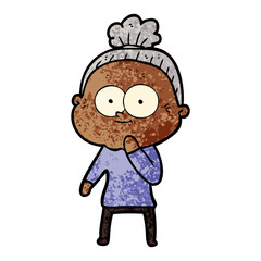 cartoon happy old woman