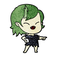 cartoon vampire girl pointing and laughing