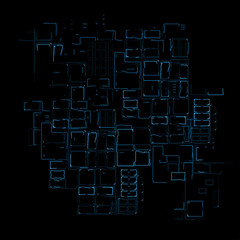 Obraz premium Technologically advanced digital circuit of blue lines and numbers.