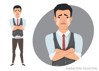 The asian guy crossed his arms and cries.