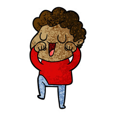 laughing cartoon man rubbign eyes
