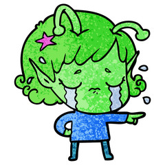 cartoon crying alien girl