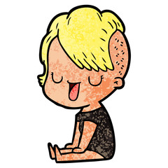 cute cartoon girl with hipster haircut