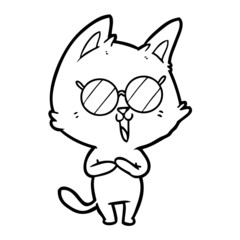 funny cartoon cat wearing sunglasses