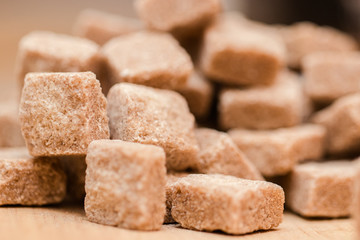 Close up of Brown sugar cubes