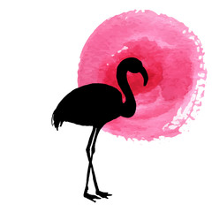 flamingo in grass silhouette
