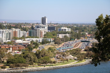 Fototapeta premium Freeway around Perth City at Swan River, Western Australia 
