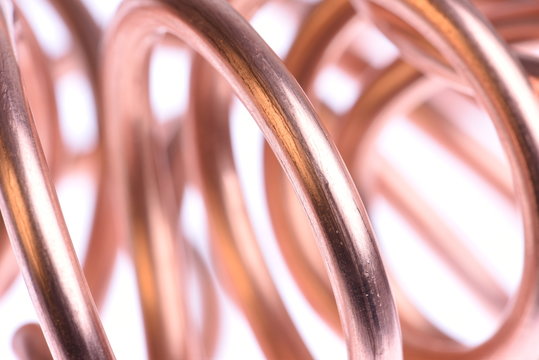 Abstract lines, copper wire isolated on white background