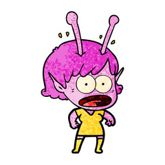 cartoon shocked alien girl