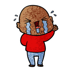 cartoon crying bald man