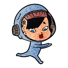 cartoon astronaut woman
