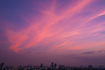 twilight sky after sunset over city  for background