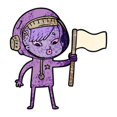 cartoon astronaut woman