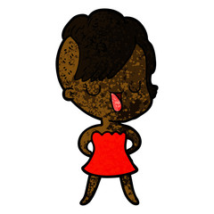 cute cartoon girl with hipster haircut