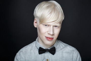 albino man white skin - obrazy, fototapety, plakaty