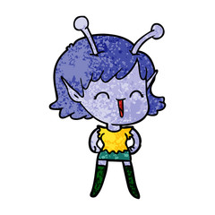 cartoon alien girl laughing