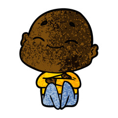 happy cartoon bald man