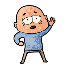 cartoon tired bald man